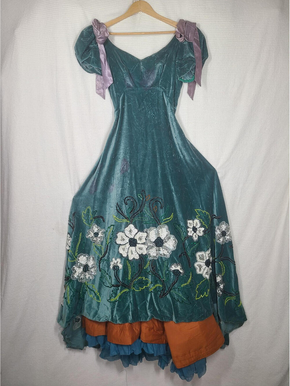 Ooak JULIO CHAVEZ Ball Gown 50s Green Velvet Sequin Mexico Rumbera Film Worn? - Picture 7 of 15